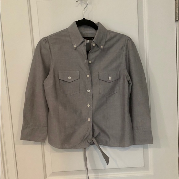 LUX Oxford Shirt with 3/4 sleeves and tie bottom - Picture 2 of 6